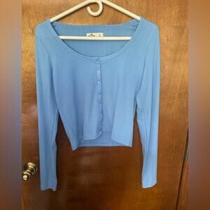 Hollister long sleeve ribbed button through top